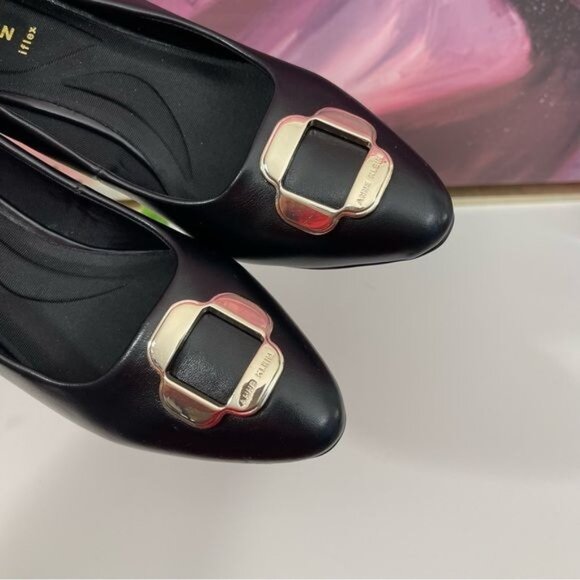 ANN KLEIN Sarina Pointed Toe Wedge Pump In Black Smooth Size 8.5 - Picture 10 of 14